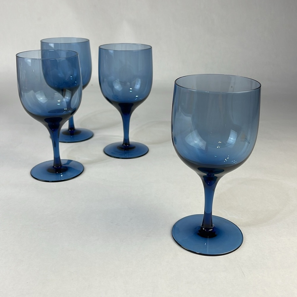 Vintage Blue Crystal Wine Glasses (set of 4)